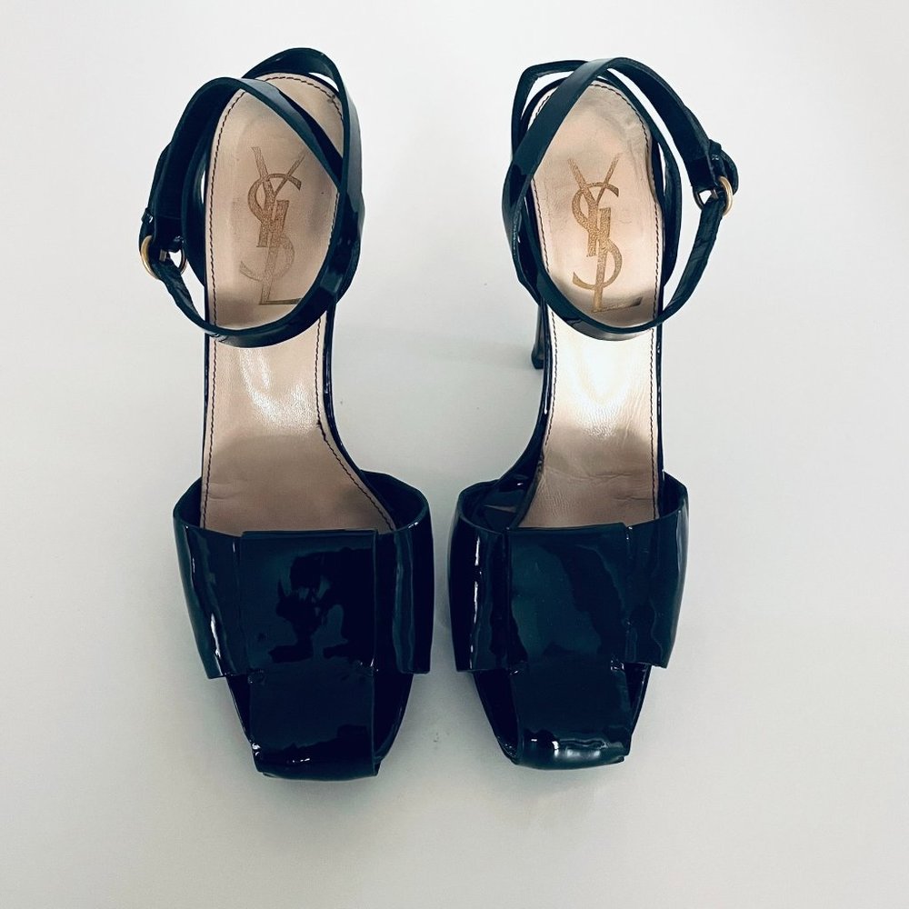 YSL Black Patent Leather Stiletto 38.5